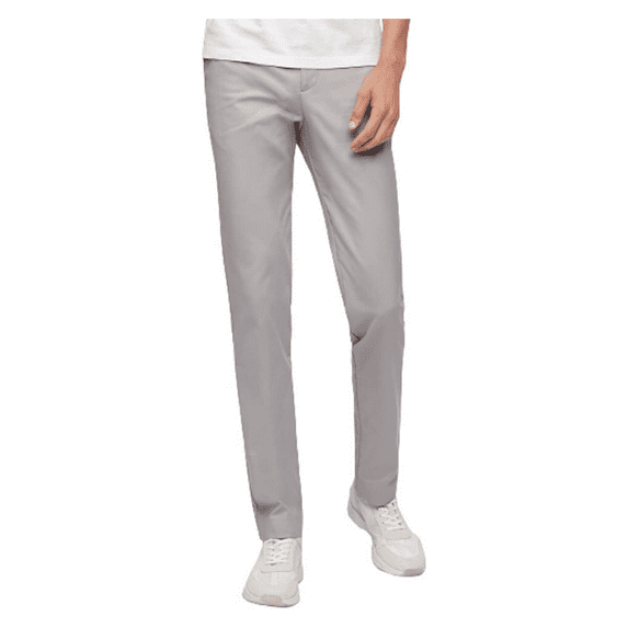 Calvin Klein Men's Casual Stretch Chino Straight Slim Fit Pant, Light Gray 30x32