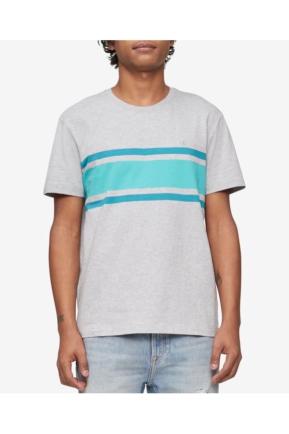 Mens Chest Stripe T-Shirt, Gray, Small