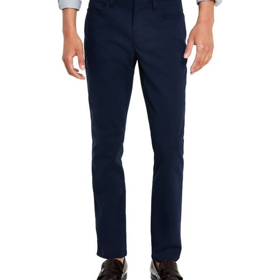 Calvin Klein Mens Move 365 Slim Fit Performance Casual Trouser Pants, Blue, 32W x 32L