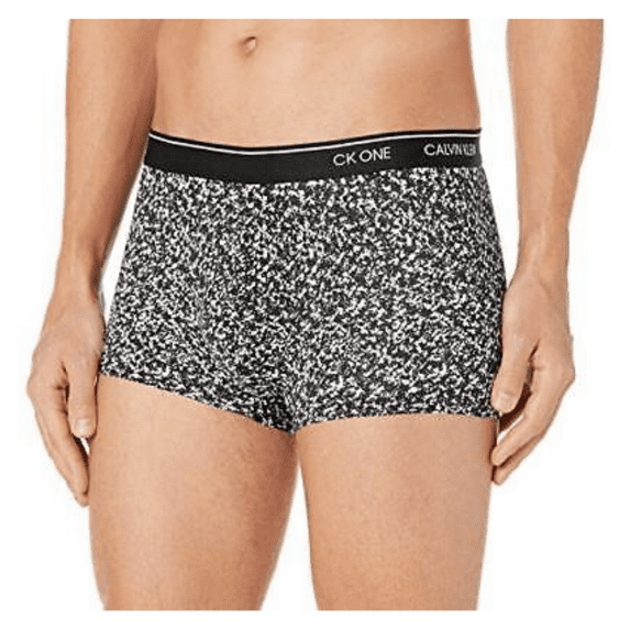 Calvin Klein Men's Ck One Micro Low Rise Trunks, Black Composition Print, Large