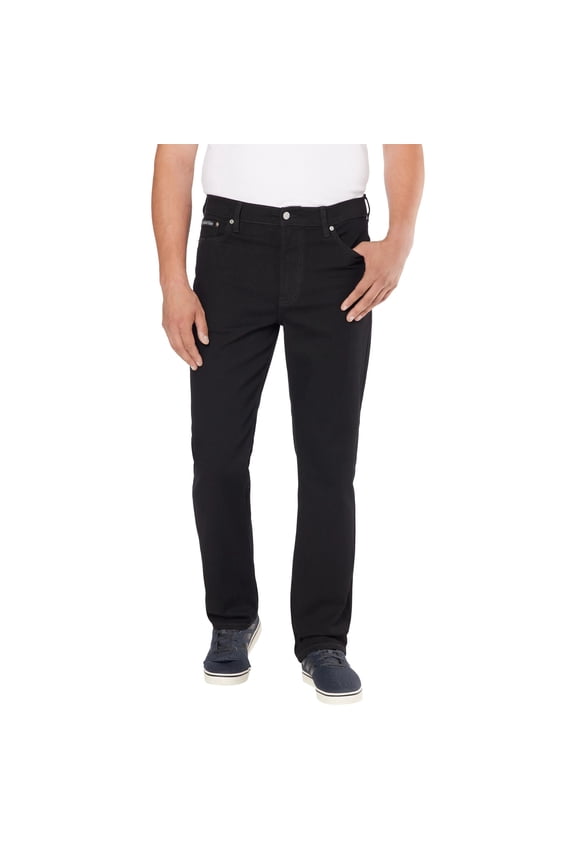 Men's Classic 5-Pocket Stretch Straight Fit Denim Jean (Black 32x32)