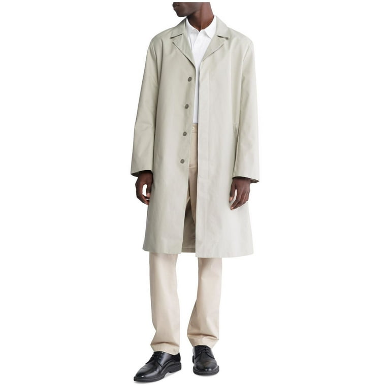 Calvin Klein Mens Trench Coat Coat Large Beige Solid