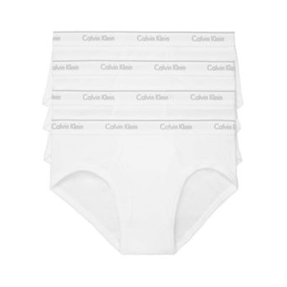 Calvin Klein Men's Classics Cotton Hip Briefs, White (4 Pack)