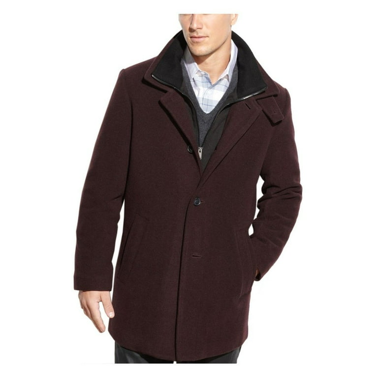 Calvin Klein Men's Coleman Top Coat with Knit Bib Burgundy 48R