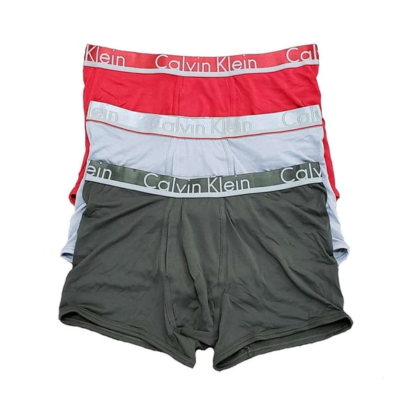 Calvin Klein Men's Comfort Microfiber Boxer Briefs, Red/Gray \ Black,S - US
