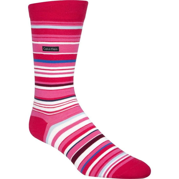 Calvin Klein Men's Striped Casual Crew Socks Pink Size 7-12