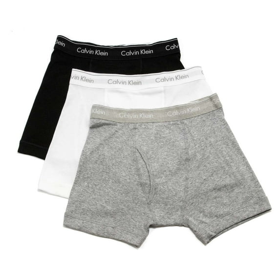 Calvin Klein Men's Cotton Classic Fit 3-Pack Boxer Brief, Black White \ Gray Heather,S - US
