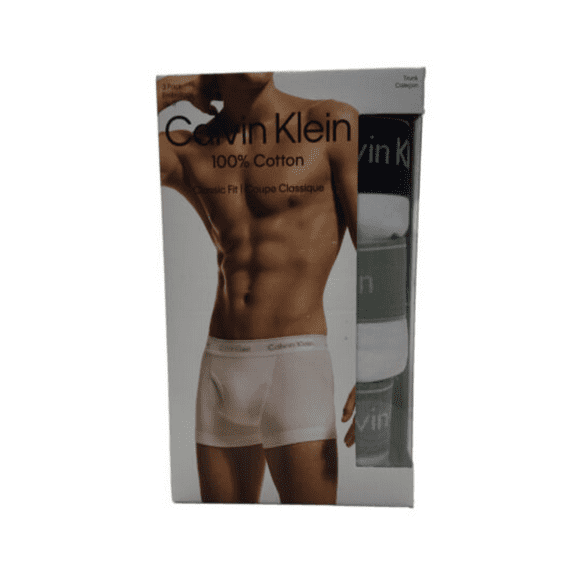 Calvin Klein Men's Cotton Classic Fit 3-Pack Trunk, White, Lg