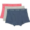 thumbnail image 1 of Calvin Klein Men's Cotton Classics 3-Pack Trunk, Cerise Lipstick, Grey Heather, Blue Edge, Small, 1 of 4