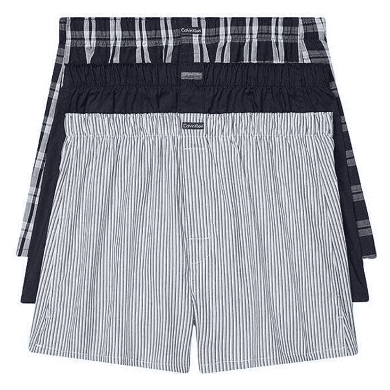 Calvin Klein Men s Cotton Classics 3 Pack Woven Boxer Grey Black 2XL Walmart