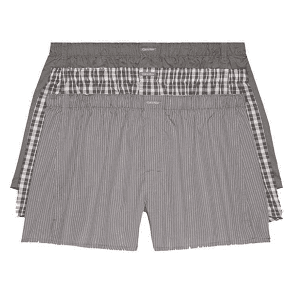 Calvin Klein Men's Cotton Classics 3-Pack Woven Boxer NB4006061, Grey Multi, 2XL