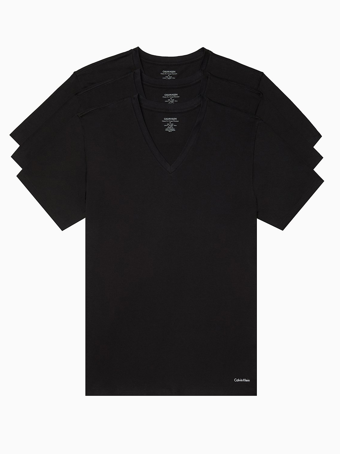 Calvin Klein Men's Cotton Classics Fit V-Neck T-Shirt -3 Pack, Black, Large - image 1 of 2