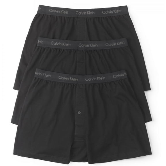 Calvin Klein Men's Cotton Classics Knit Boxer -3 Pack, Black, Large