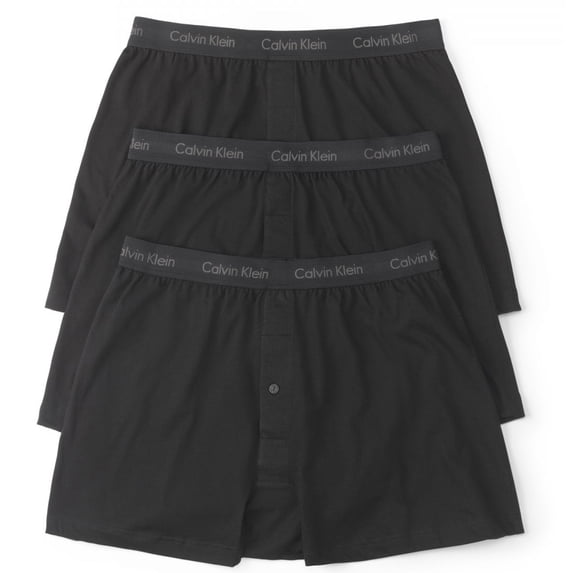 Calvin Klein Men's Cotton Classics Knit Boxer -3 Pack, Black, Small