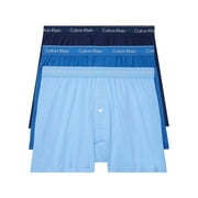 Calvin Klein Mens Cotton Classics Knit Boxer -3 Pack, Blue Assorted, Small