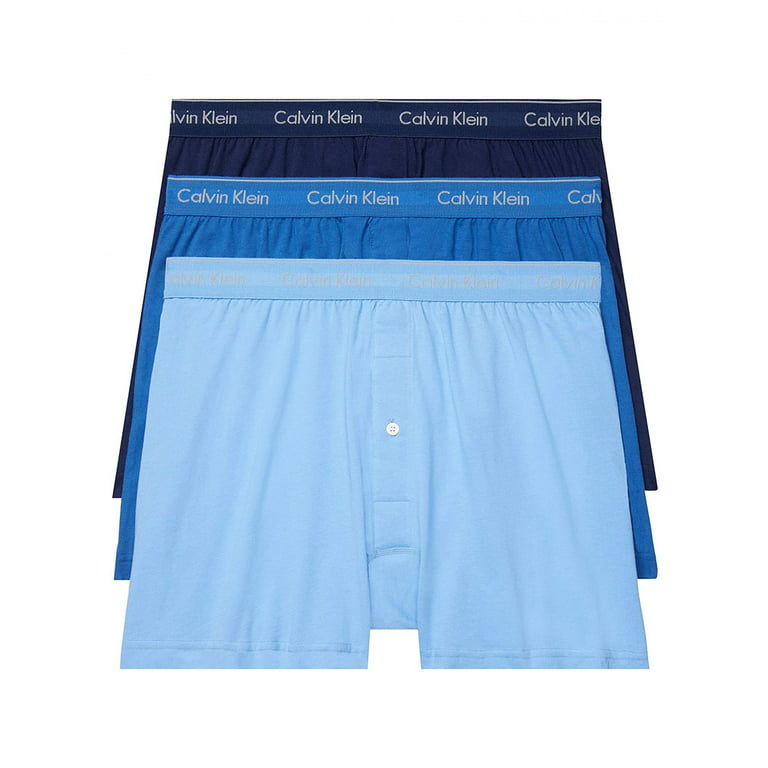 Calvin Klein Men's Cotton Classics Knit Boxer -3 Pack, Blue Assorted,  XLarge 