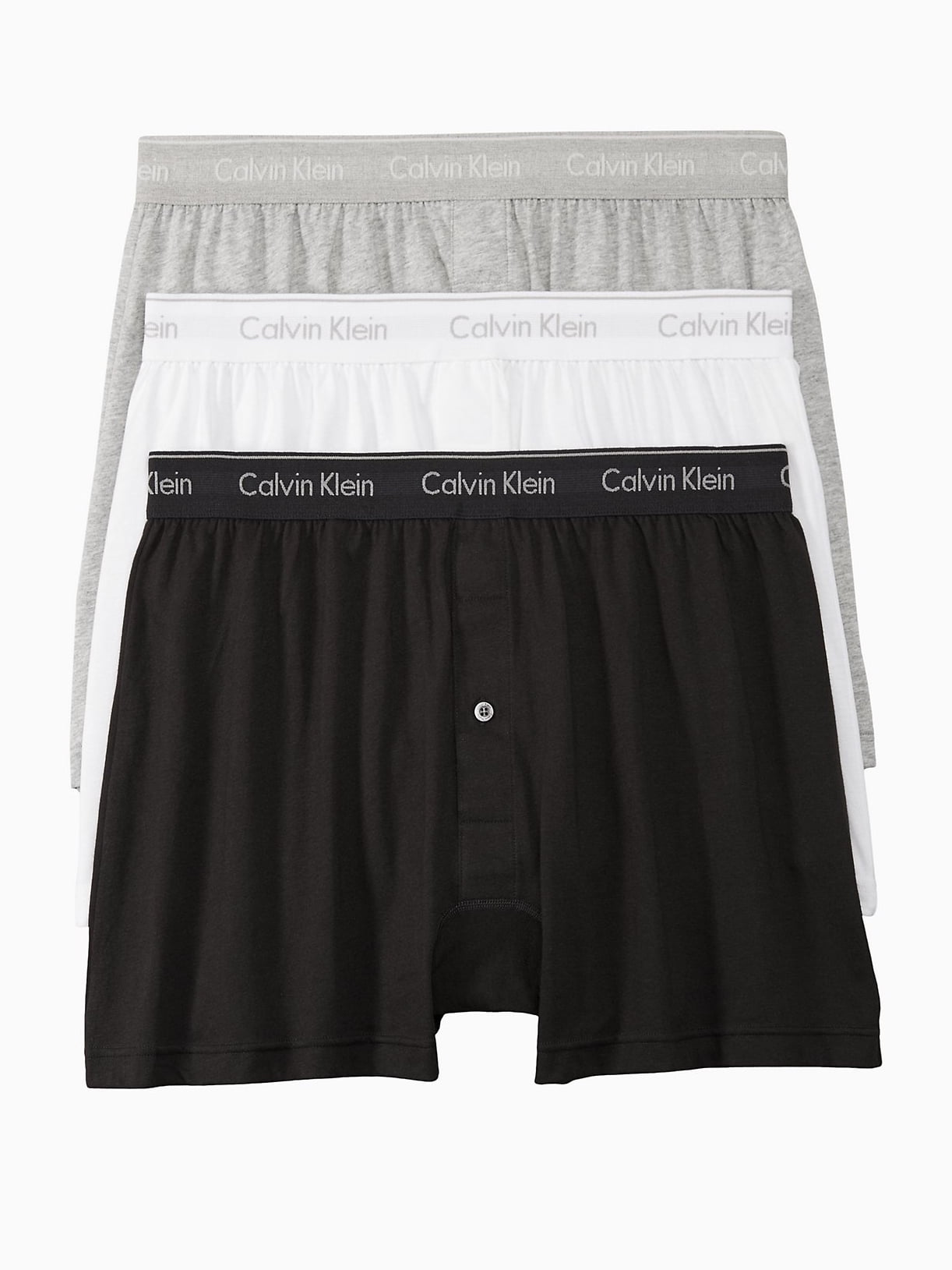 Calvin Klein Men's Cotton Classics Knit Boxer -3 Pack, Grey/White