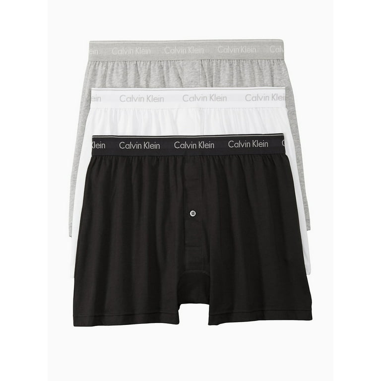 Calvin Klein Men's Cotton Classics Knit Boxer -3 Pack, Grey/White/Black,  Large 