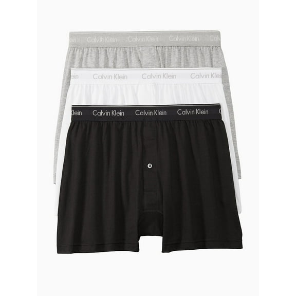 Calvin Klein Men's Cotton Classics Knit Boxer -3 Pack, Grey/White/Black, XLarge