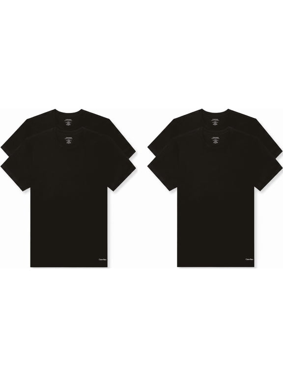 Men's Cotton Crew Neck Classics 4-Pack Undershirts Black Small