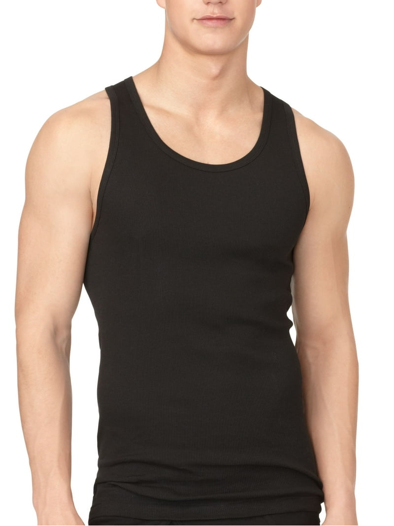 Calvin Klein Men's Cotton Rib Tank Top Pack, Black, Large