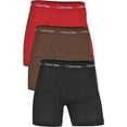 thumbnail image 1 of Calvin Klein Men's Cotton Stretch 3-Pack Boxer Brief; Color: Red, Black, Brown; Size: Medium, 1 of 4