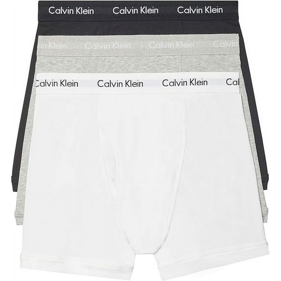 Calvin Klein Men's Cotton Stretch 3-Pack Boxer Brief, White, Black, Grey Heather, M