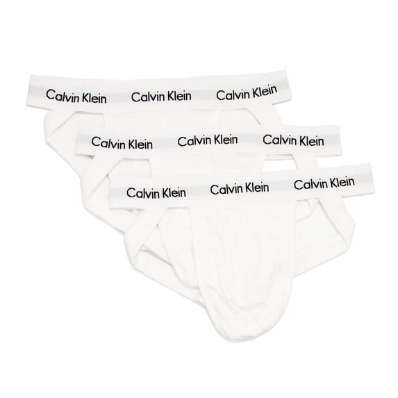Calvin Klein Men's Cotton Stretch 3-Pack Jock Strap Underwear, White \ Black,S - US