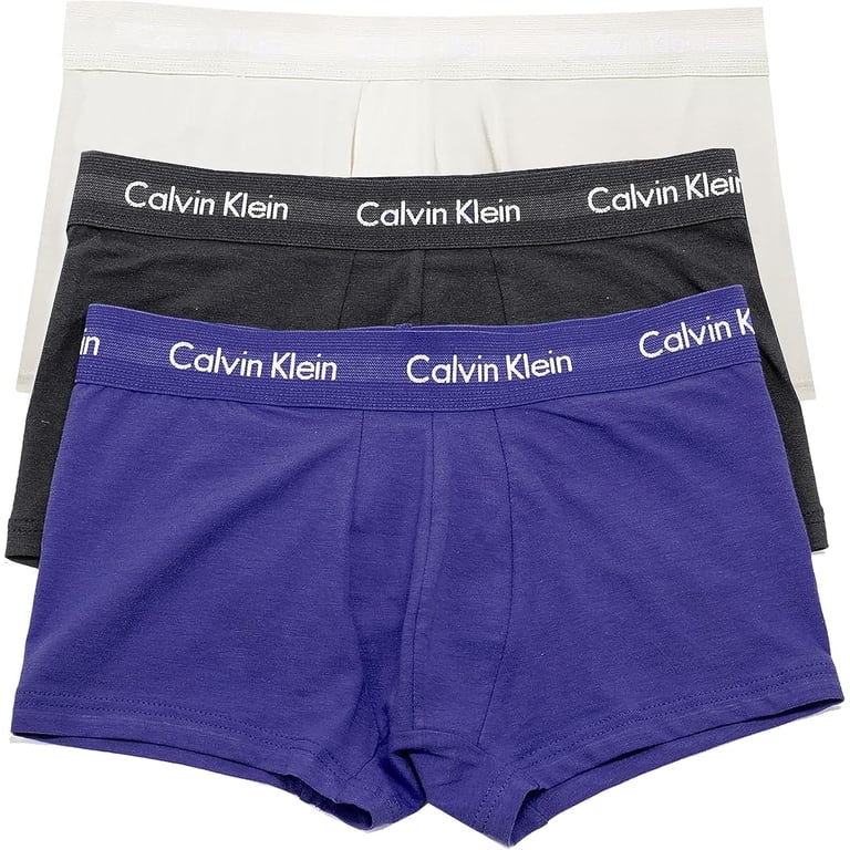 Calvin Klein Men's Cotton Stretch 3-Pack Low Rise Trunk, BLACK W