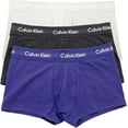 thumbnail image 1 of Calvin Klein Men's Cotton Stretch 3-Pack Low Rise Trunk, BLACK W PHANTOM/SPECTRUM BLUE/VAPOROUS GRAY WBS, s, 1 of 1