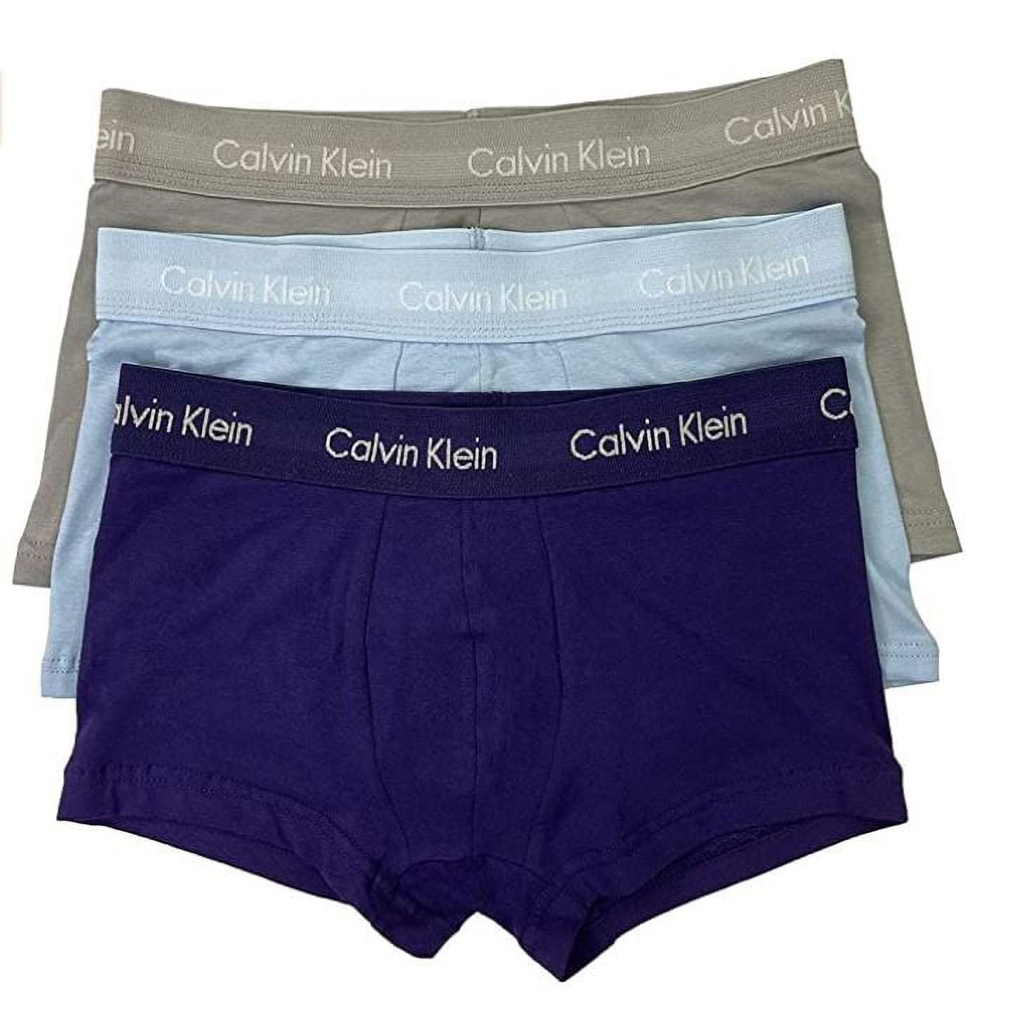 Calvin Klein Men's Cotton Stretch 3 Pack Low Rise Trunks Boxer Brief,  Cobalt Blue-Grey-Light Blue, XL 