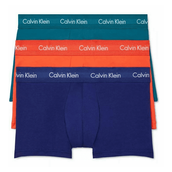 Calvin Klein Men's Cotton Stretch 3 Pack Trunks, RedandBlueandGreen, Size L
