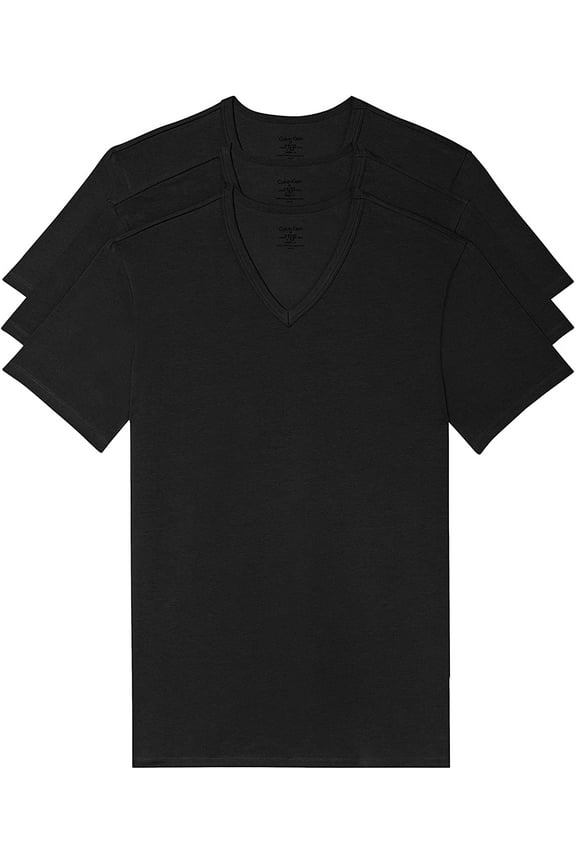 Men's Cotton Stretch Classic Fit V Neck T Shirt Black Small