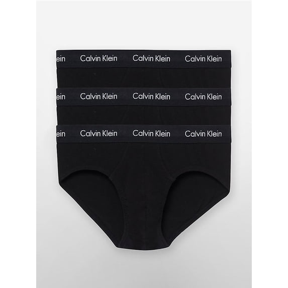 Calvin Klein Men's Cotton Stretch Hip Brief - 3 Pack, Black, Large