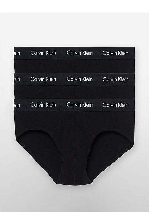 Men's Cotton Stretch Hip Brief - 3 Pack, Black, Large