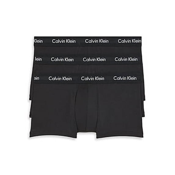 Calvin Klein Underwear Men XL Black Cotton Stretch Low Rise Trunks 3-Pack ERK504