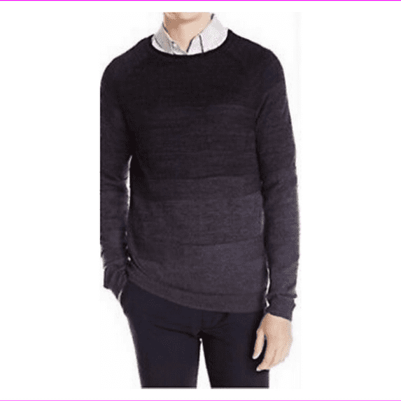 Calvin Klein ,Men's Crew Neck Merino Wool Pullover Sweater,Black combo,XXL
