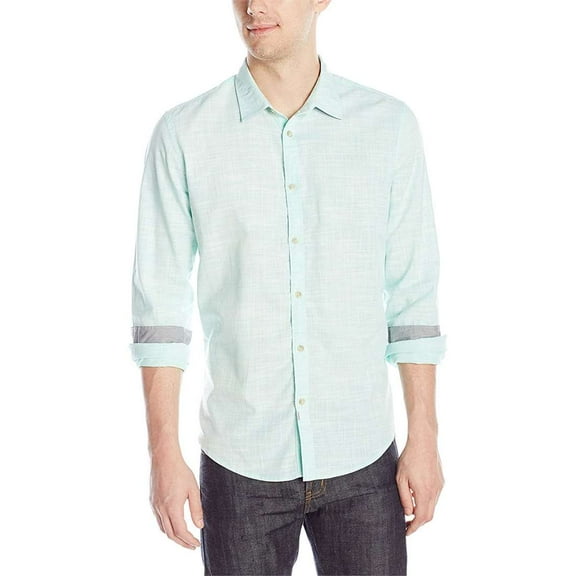 Calvin Klein Men's Crosshatch Blotch Shirt, Minty Glow,M - US