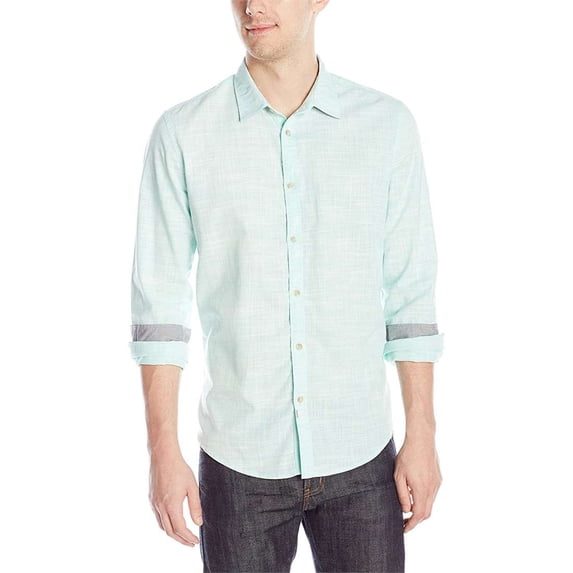 Calvin Klein Men's Crosshatch Blotch Shirt, Minty Glow,XXL - US