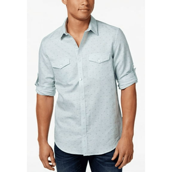 Calvin Klein Men's Dash-Print Shirt , Mosaic Blue, Size XXL, MSRP $79