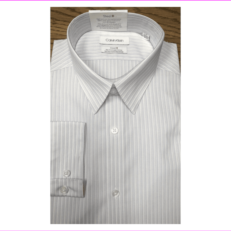 Calvin Klein Men s Dress Shirt Non Iron Stretch Slim Fit Blue
