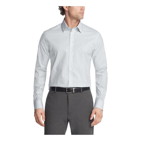 Calvin Klein Steel+ Dress Shirt Mens 15.5X34-35 Gray Slim Fit Button Up FTS140