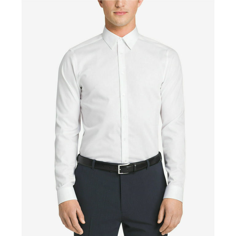 Calvin Klein Men's Dress Shirt Slim Fit, Large, 16.5 36/37, White - NEW 