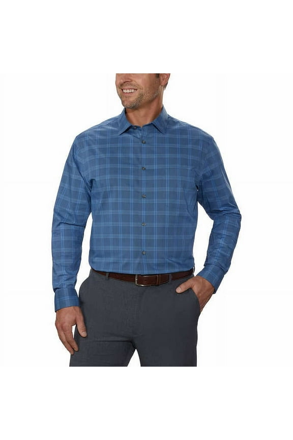 Men's Dress Shirt Wrinkle Free (Blue, M 15-15.5x34/35)