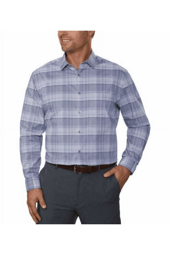 Men's Dress Shirt Wrinkle Free (Lilac/Grey/White, M-15-15-36/37)