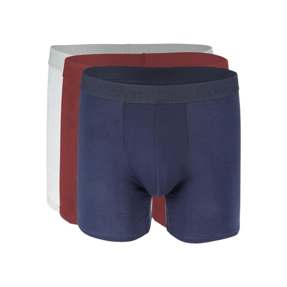 Calvin Klein Men's Eco Classic 3-Pack Boxer Brief Shoreline/Red Carpet/Sterling Grey Small