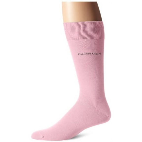 Calvin Klein Men's 1 Pair Mid Calf Egyptian Cotton Socks, Pink, 7-12
