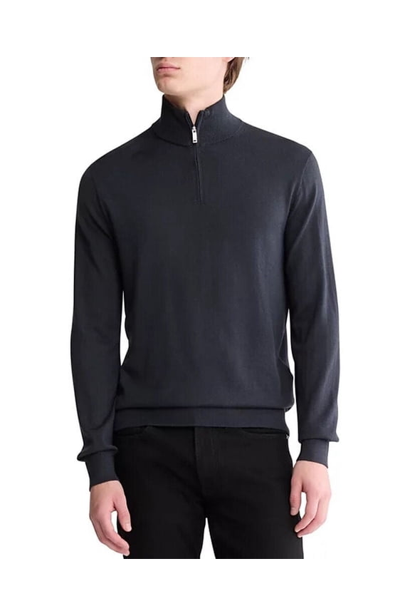 Men's Extra Fine Merino Wool Blend Quarter Zip Sweater - 40EM331 (Vulcan 413, M)