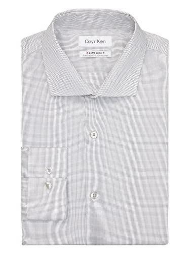 Calvin Klein Men's Extra Slim Fit Stretch Dress Shirt Gray Size Medium