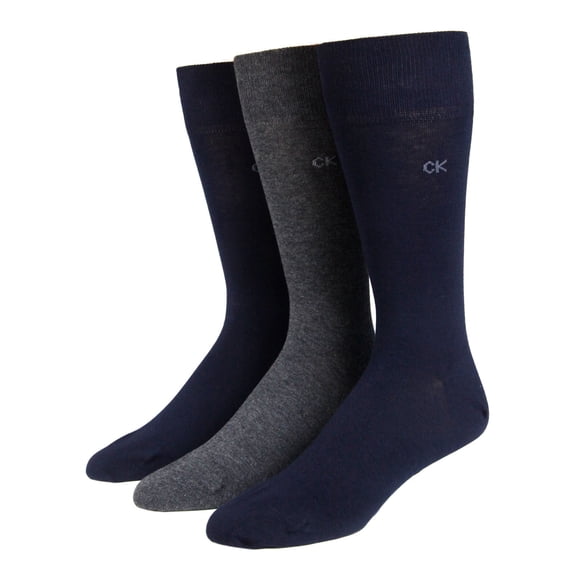 Calvin Klein Men's 3 Pair Mid Calf Combed Cotton Socks, Multicolor, 7-12